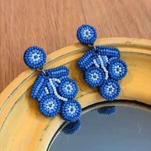 J.Crew‎ Blue Beaded Statement Earrings